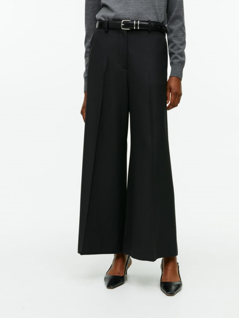 Pantaloni Arket Largi Lână-Blend Dama Negrii | Romania-IEKP04256