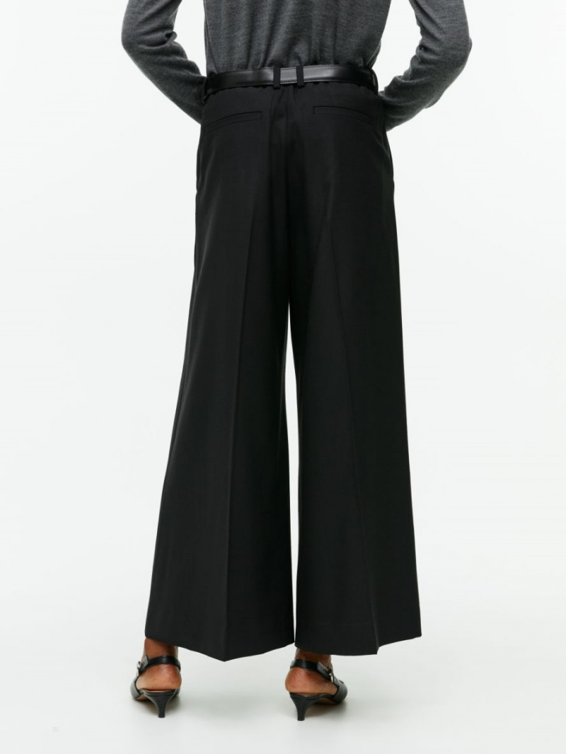 Pantaloni Arket Largi Lână-Blend Dama Negrii | Romania-IEKP04256