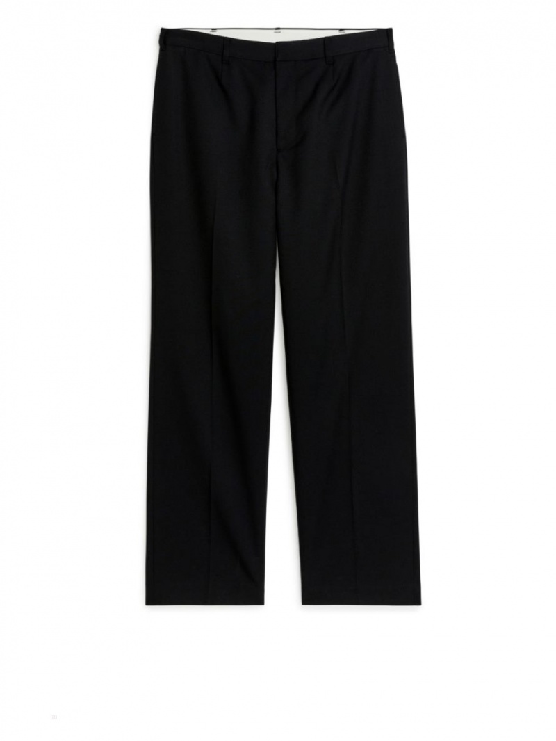 Pantaloni Arket Largi Lână Barbati Negrii | Romania-ERZJ81296