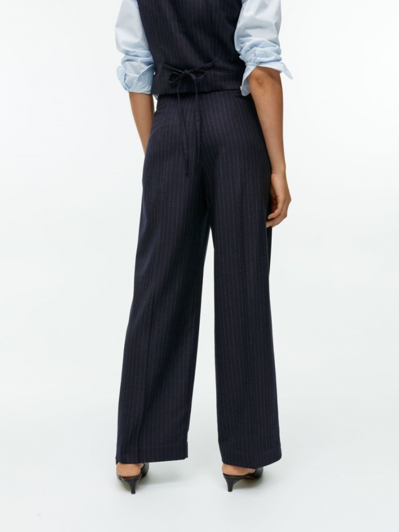 Pantaloni Arket Largi Lână Blend Dama Albastri Inchis | Romania-ZPDW85061