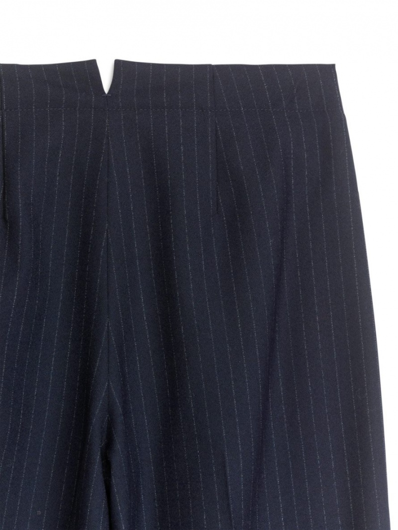 Pantaloni Arket Largi Lână Blend Dama Albastri Inchis | Romania-ZPDW85061