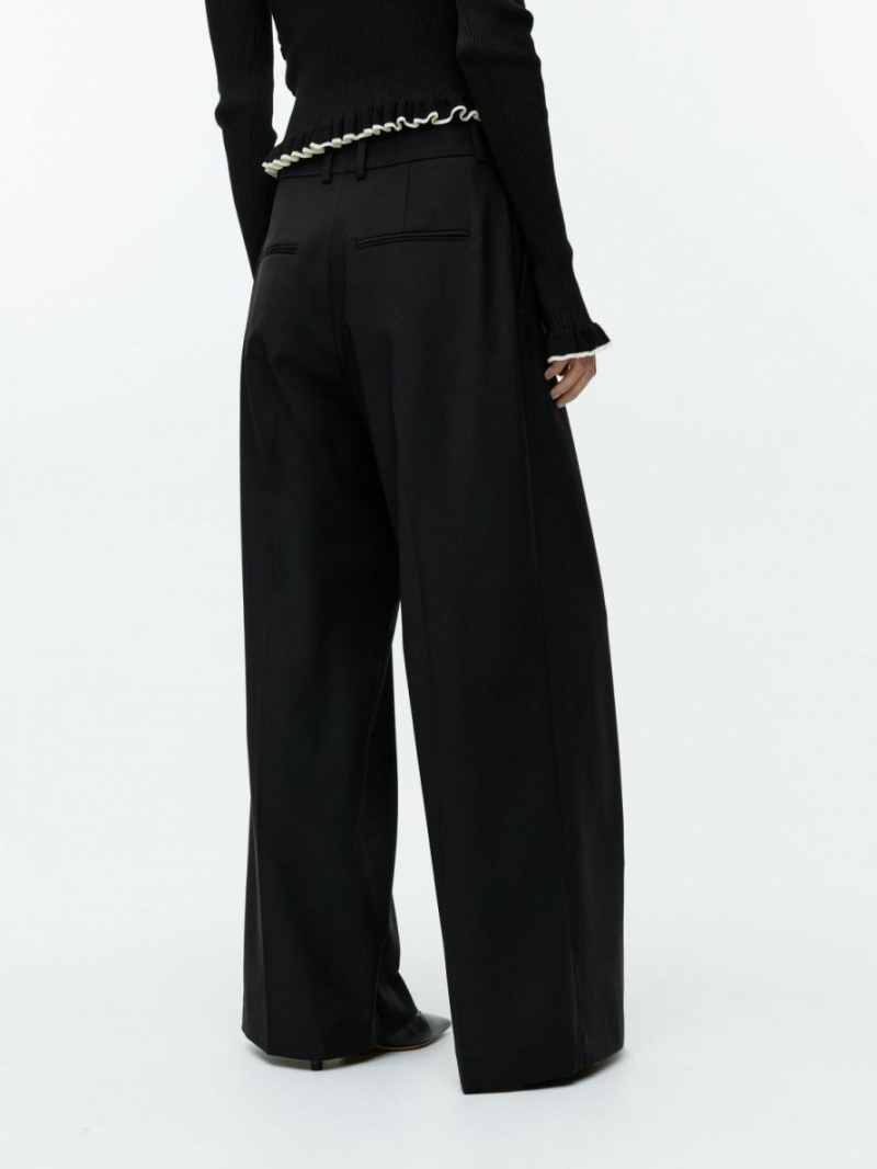Pantaloni Arket Largi Lână Blend Dama Negrii | Romania-TJYE93046