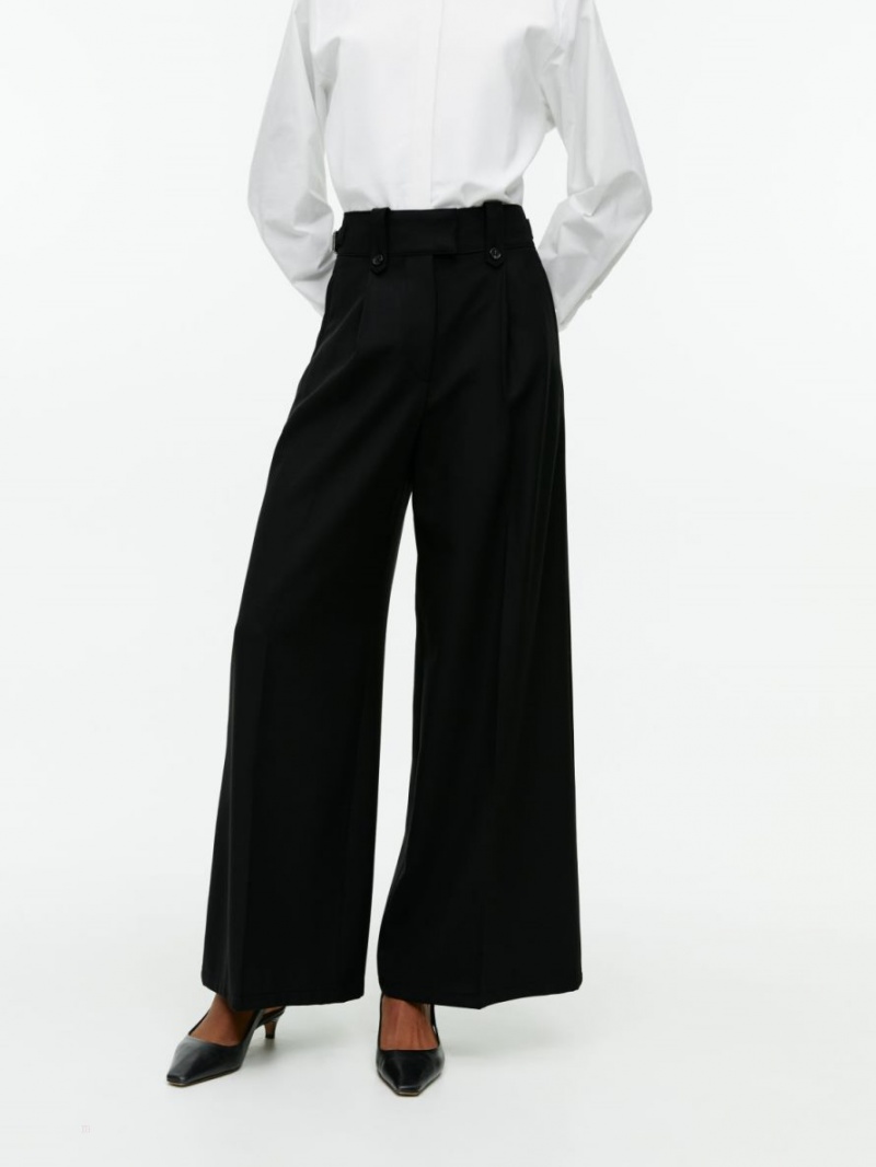 Pantaloni Arket Largi Twill Dama Negrii | Romania-HVPR80752