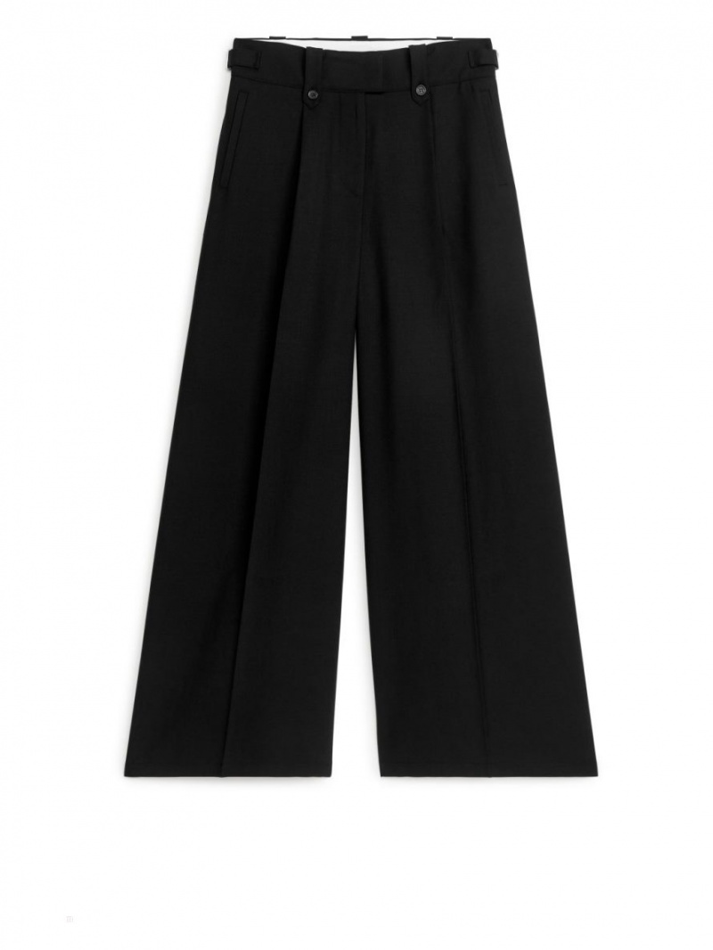 Pantaloni Arket Largi Twill Dama Negrii | Romania-HVPR80752