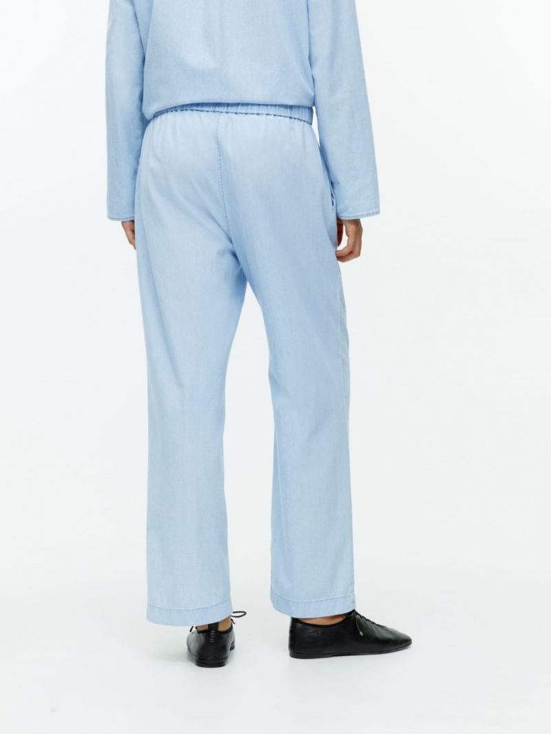 Pantaloni Arket Light Denim Drawstring Dama Albastri | Romania-SBTX83142