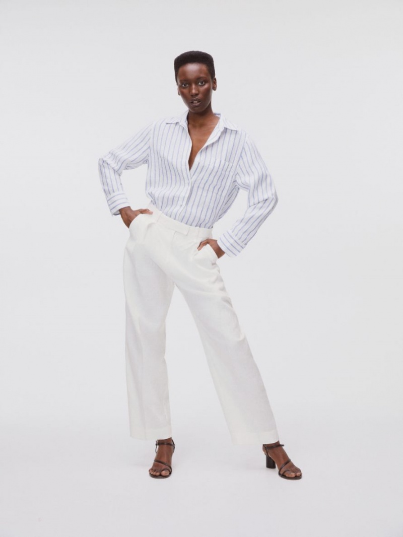 Pantaloni Arket Linen Dama Albi | Romania-MZLV92176