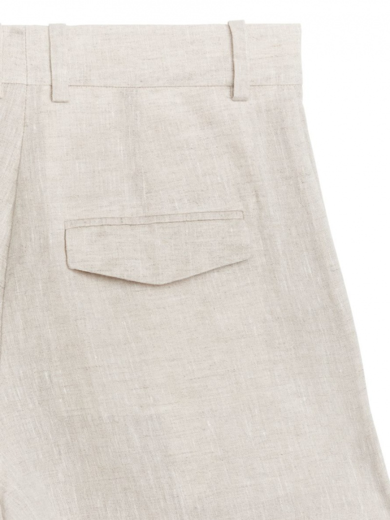 Pantaloni Arket Linen Dama Bej Deschis | Romania-NQJI31476