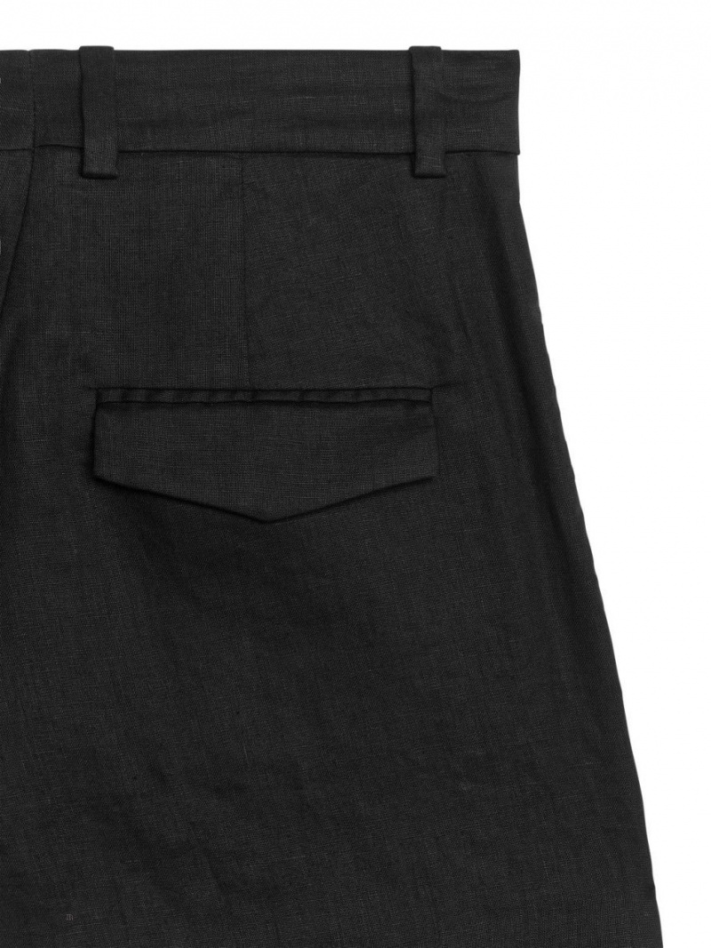 Pantaloni Arket Linen Dama Negrii | Romania-MNHI93456