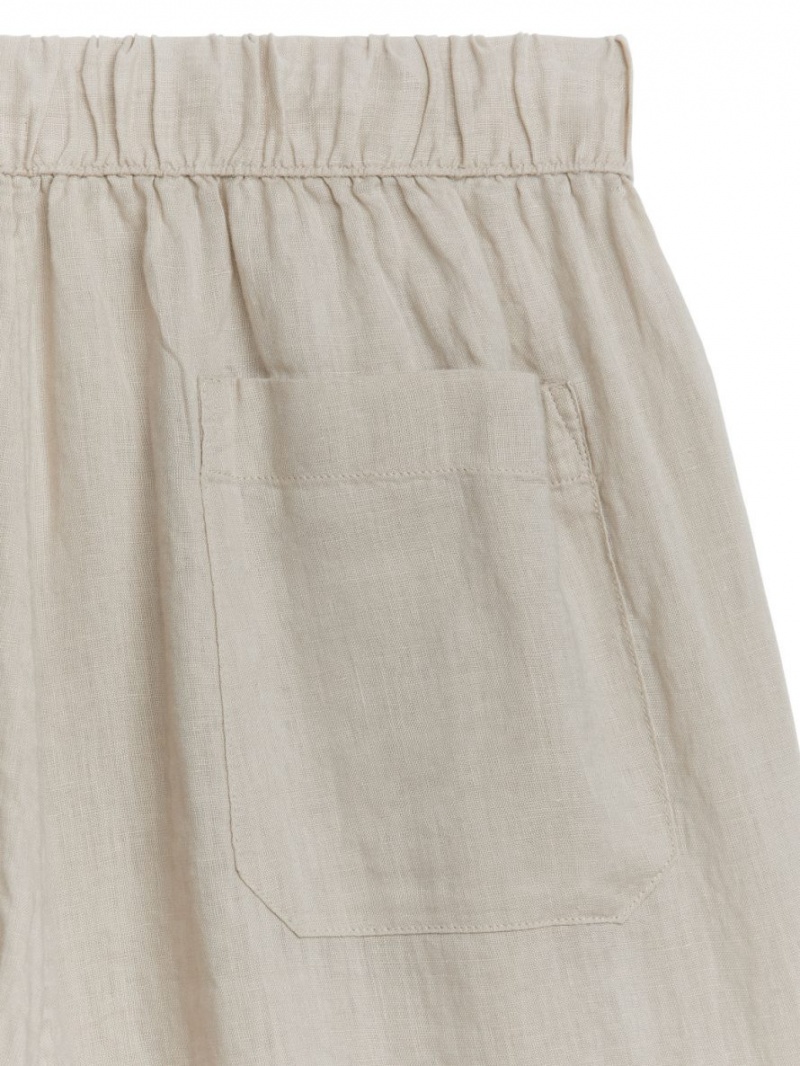 Pantaloni Arket Linen Drawstring Barbati Bej | Romania-ZUDP61208