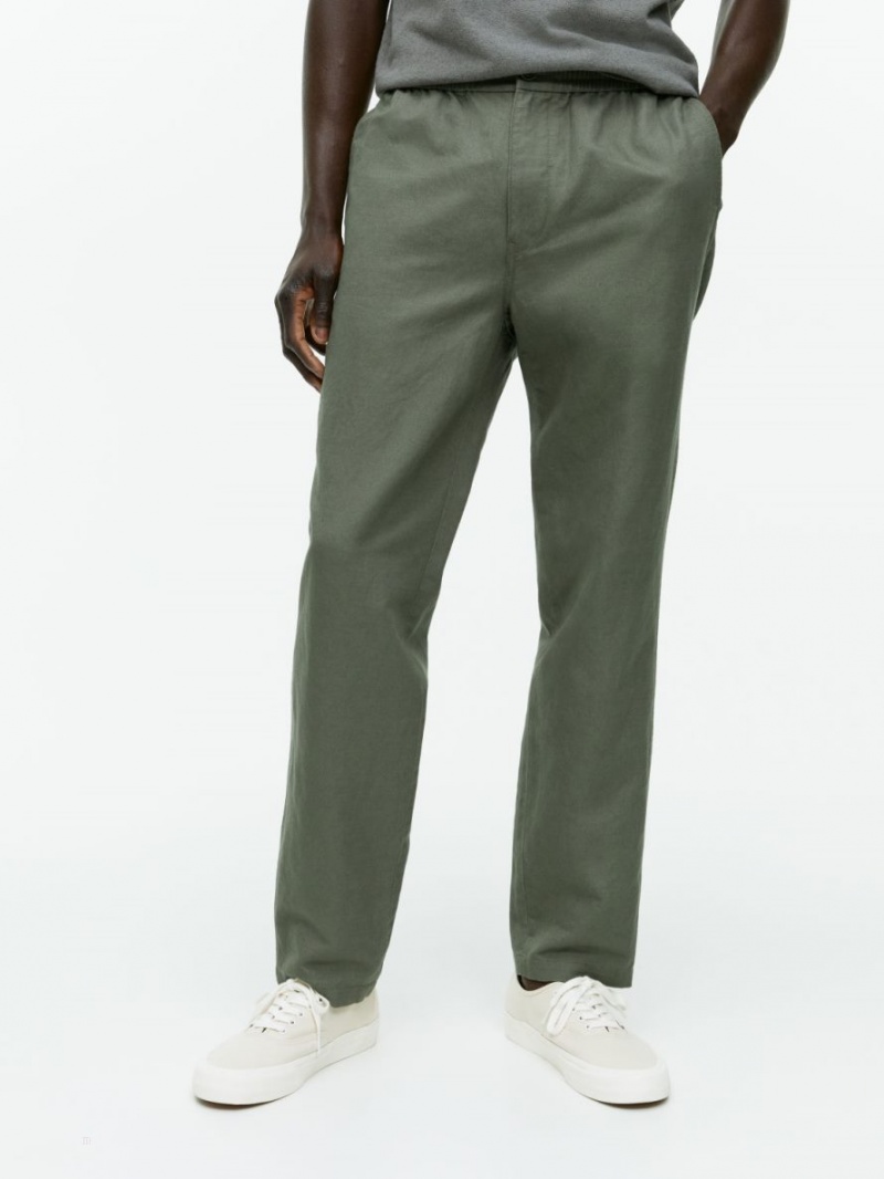 Pantaloni Arket Linen Drawstring Barbati Kaki Verzi | Romania-KTDP01692