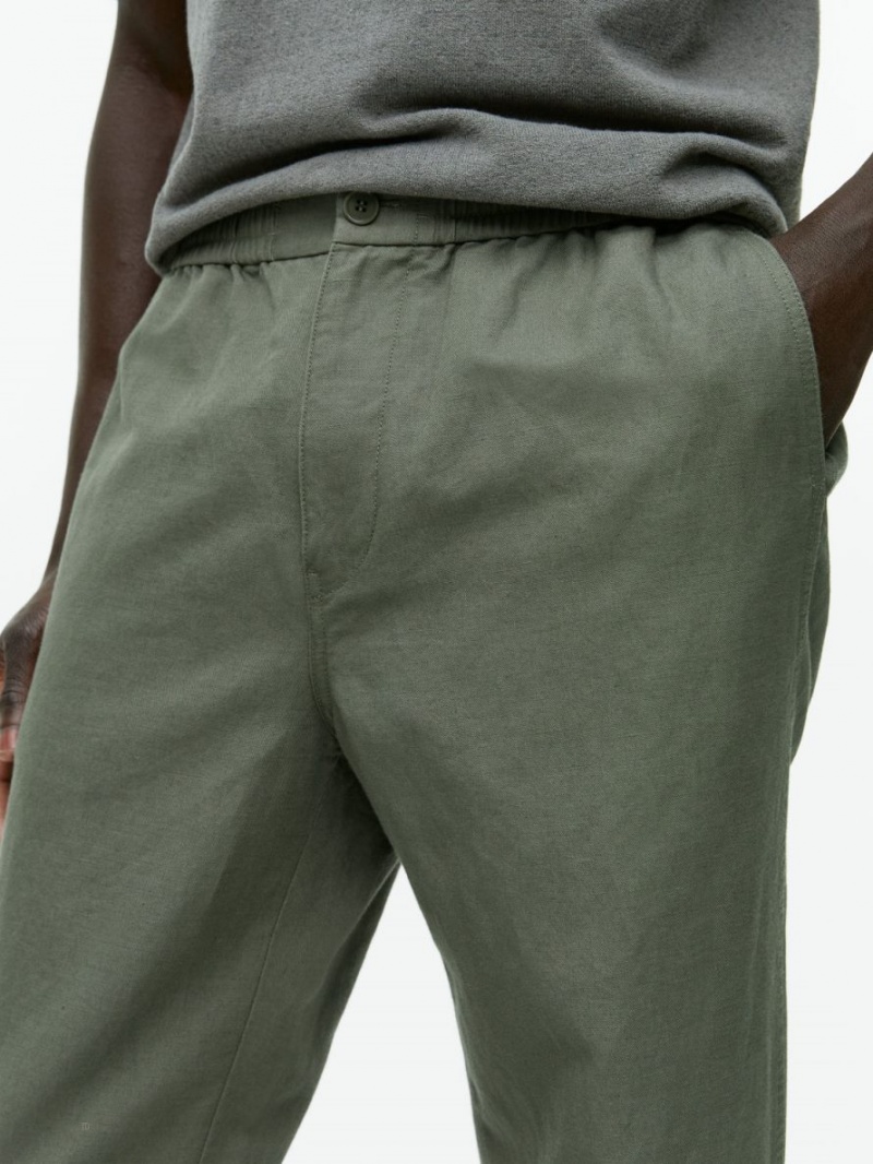Pantaloni Arket Linen Drawstring Barbati Kaki Verzi | Romania-KTDP01692