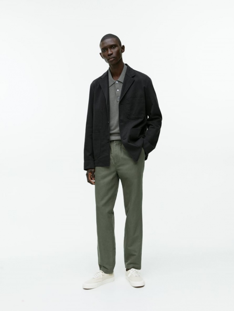 Pantaloni Arket Linen Drawstring Barbati Kaki Verzi | Romania-KTDP01692