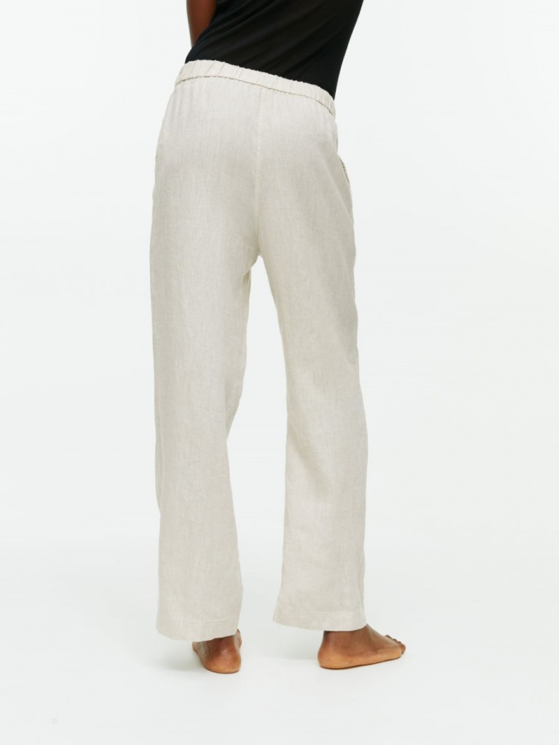 Pantaloni Arket Linen Drawstring Dama Bej | Romania-GREP45607