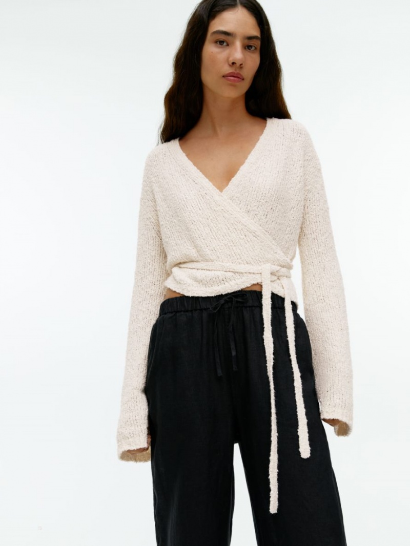 Pantaloni Arket Linen Drawstring Dama Negrii | Romania-TUFQ42198