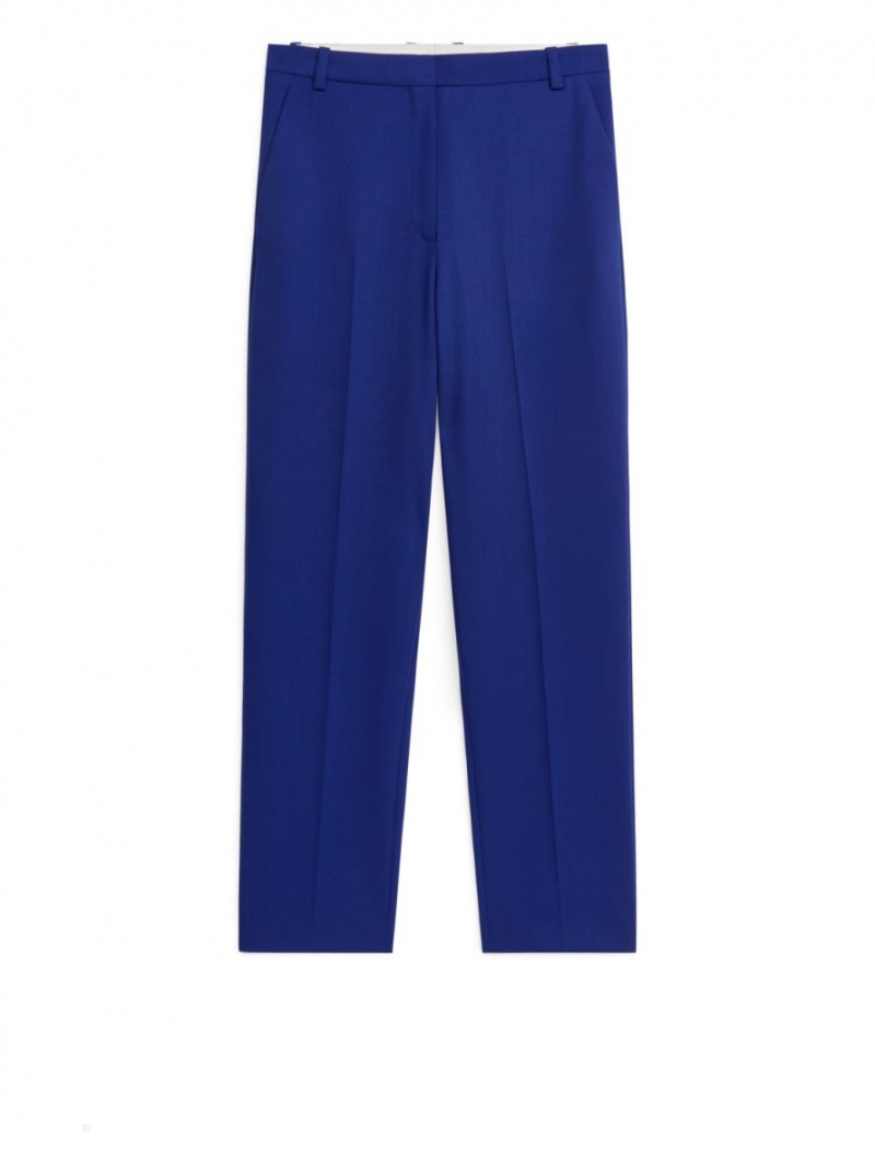 Pantaloni Arket Lână Blend Dama Albastri | Romania-HNYG58016