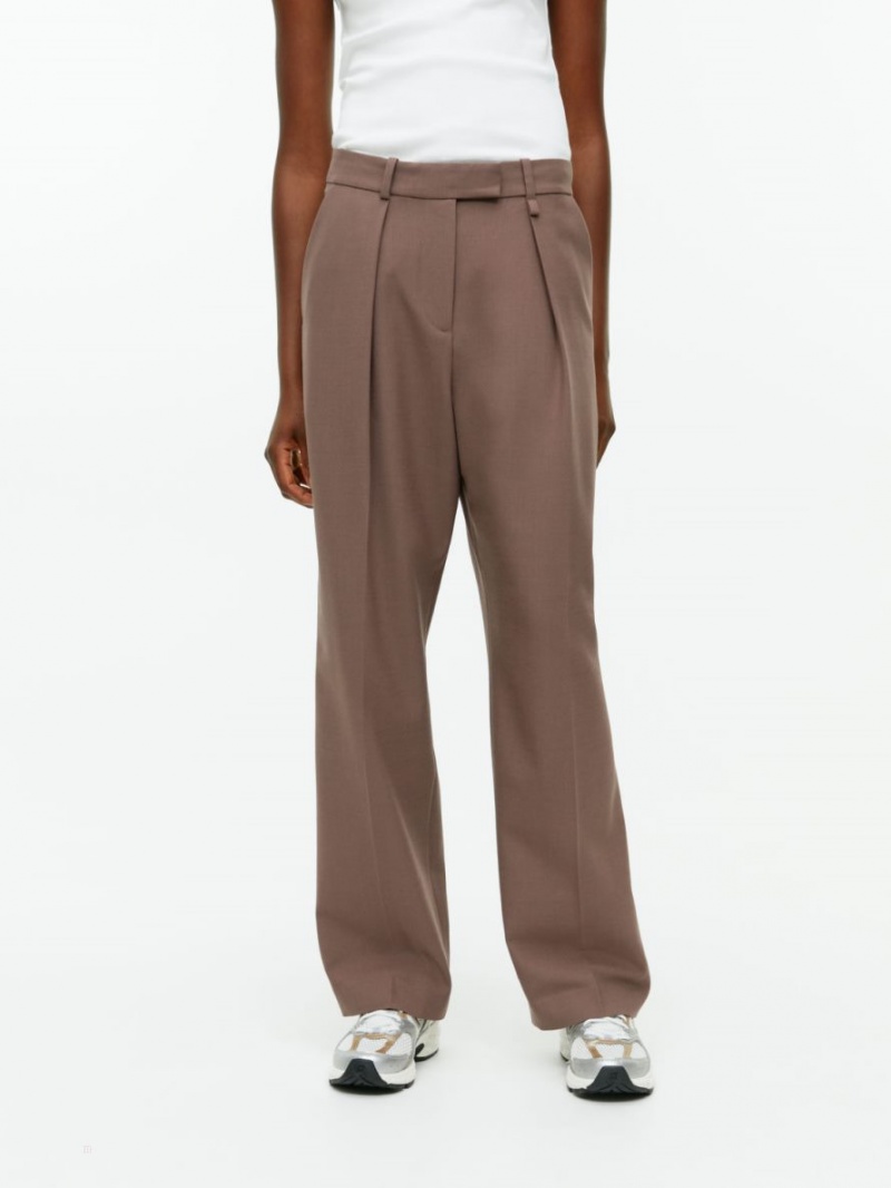 Pantaloni Arket Lână Blend Twill Dama Maro | Romania-LBCE94281