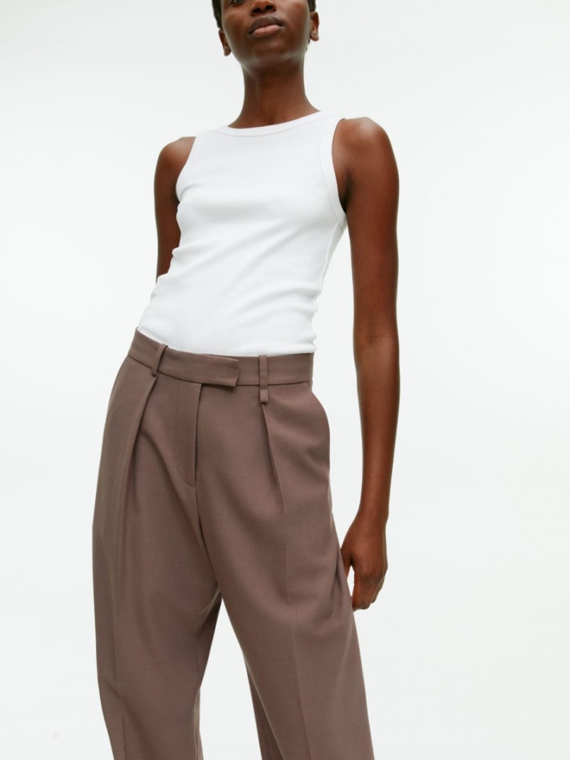 Pantaloni Arket Lână Blend Twill Dama Maro | Romania-LBCE94281