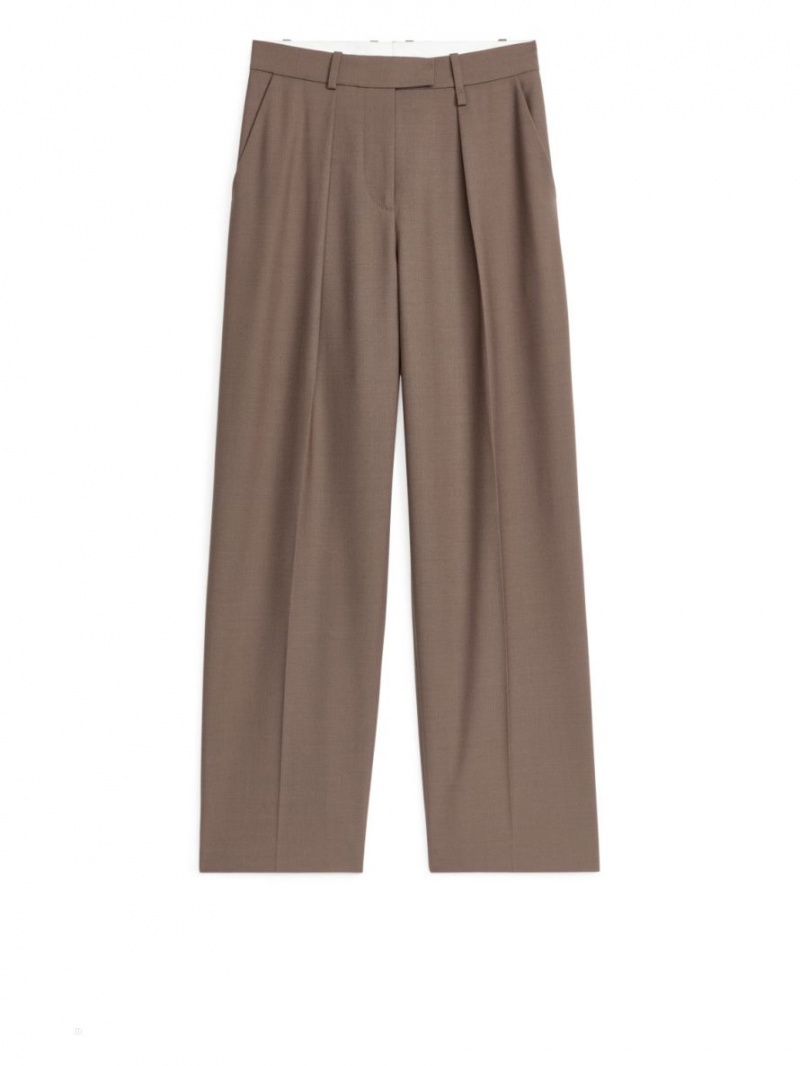Pantaloni Arket Lână Blend Twill Dama Maro | Romania-LBCE94281