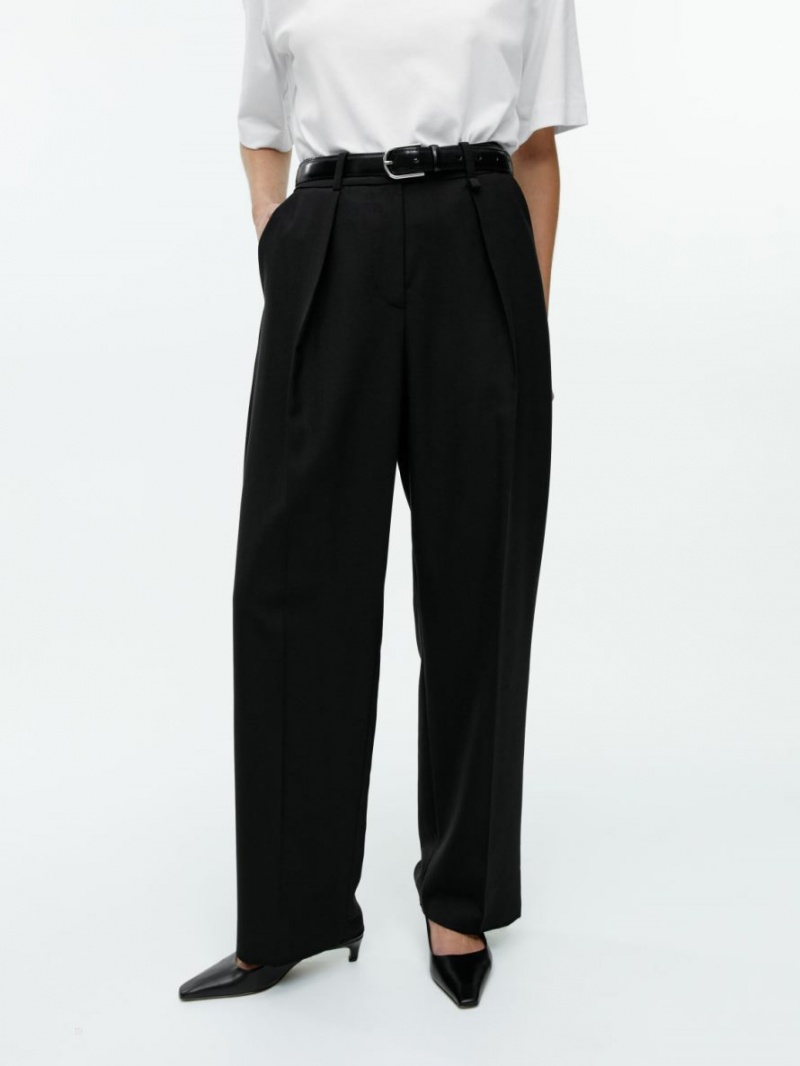 Pantaloni Arket Lână Blend Twill Dama Negrii | Romania-NUQE27395