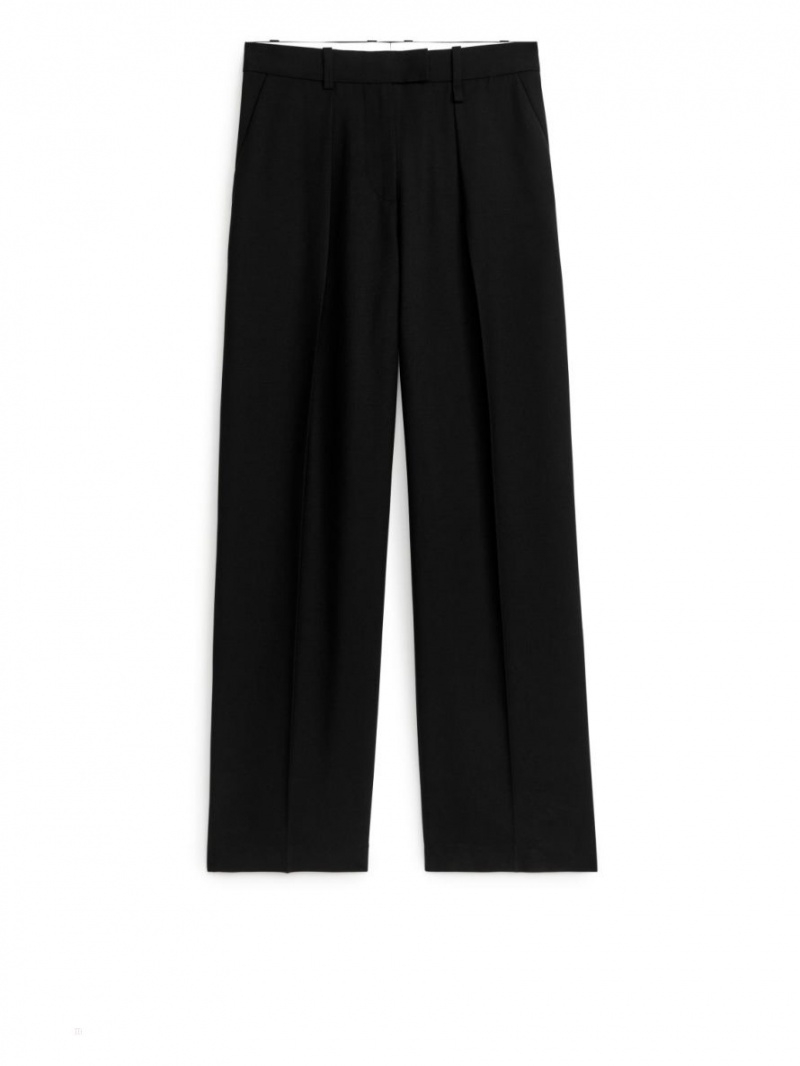 Pantaloni Arket Lână Blend Twill Dama Negrii | Romania-NUQE27395