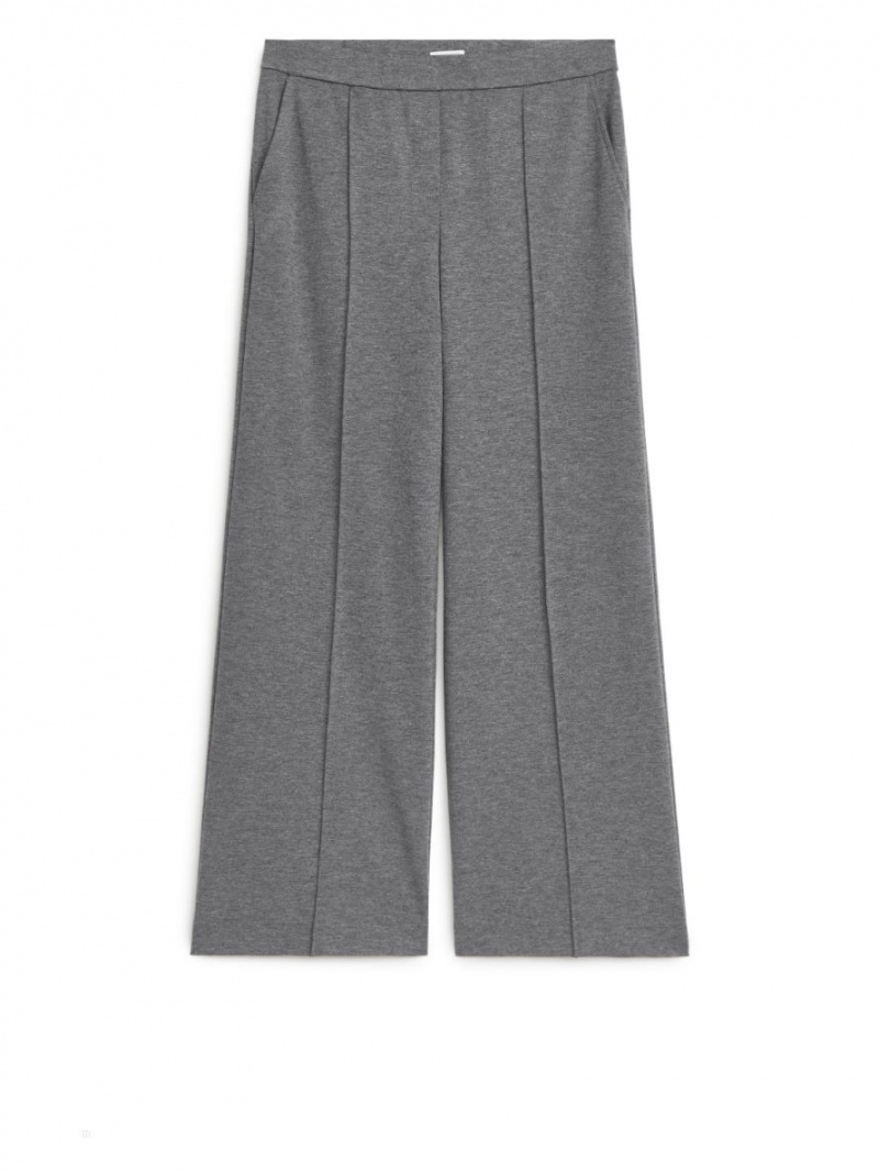 Pantaloni Arket Lână Jersey Dama Gri | Romania-PHVT39061