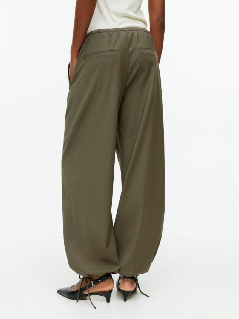 Pantaloni Arket Lână Twill Cargo Dama Kaki Verzi | Romania-SNRJ36412