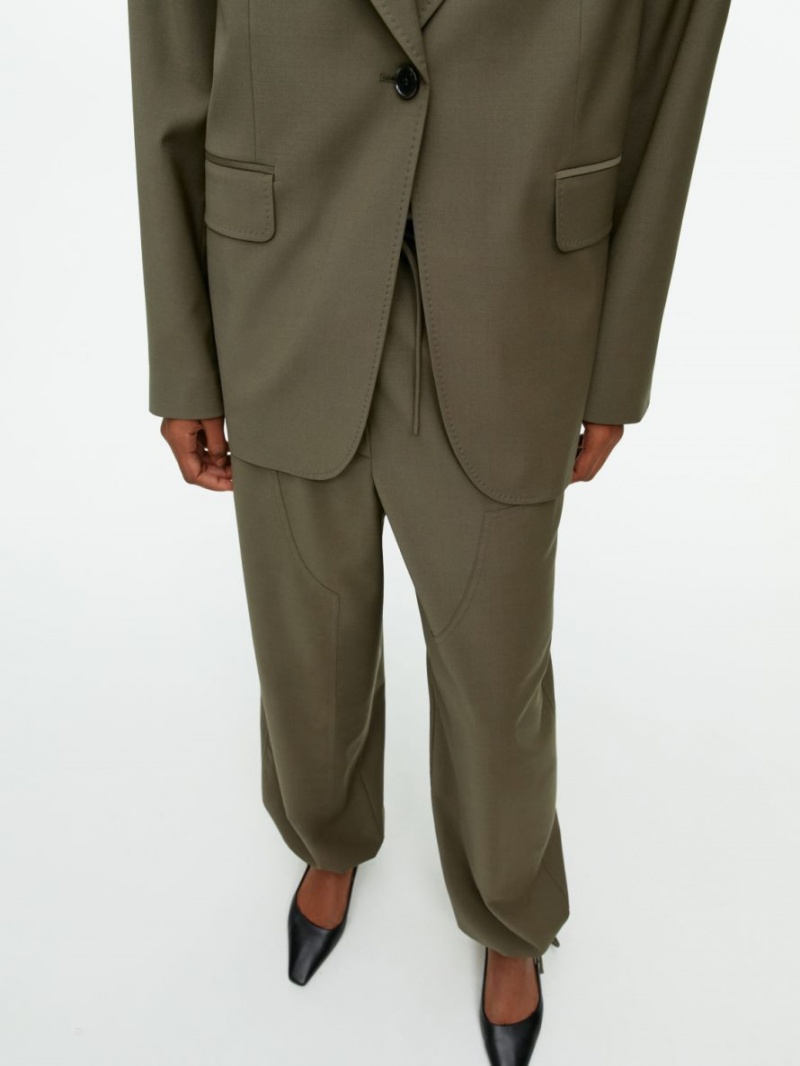 Pantaloni Arket Lână Twill Cargo Dama Kaki Verzi | Romania-SNRJ36412