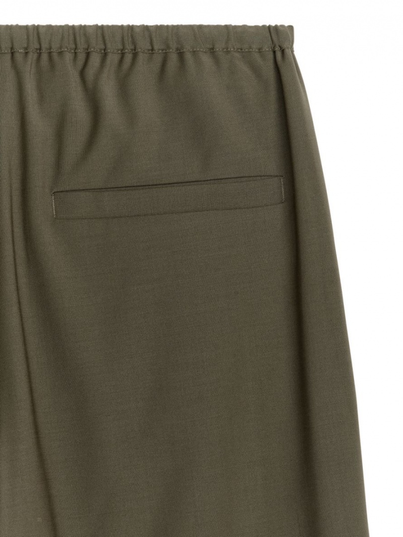 Pantaloni Arket Lână Twill Cargo Dama Kaki Verzi | Romania-SNRJ36412