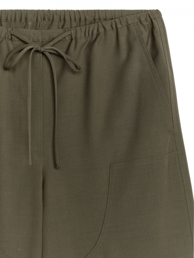 Pantaloni Arket Lână Twill Cargo Dama Kaki Verzi | Romania-SNRJ36412