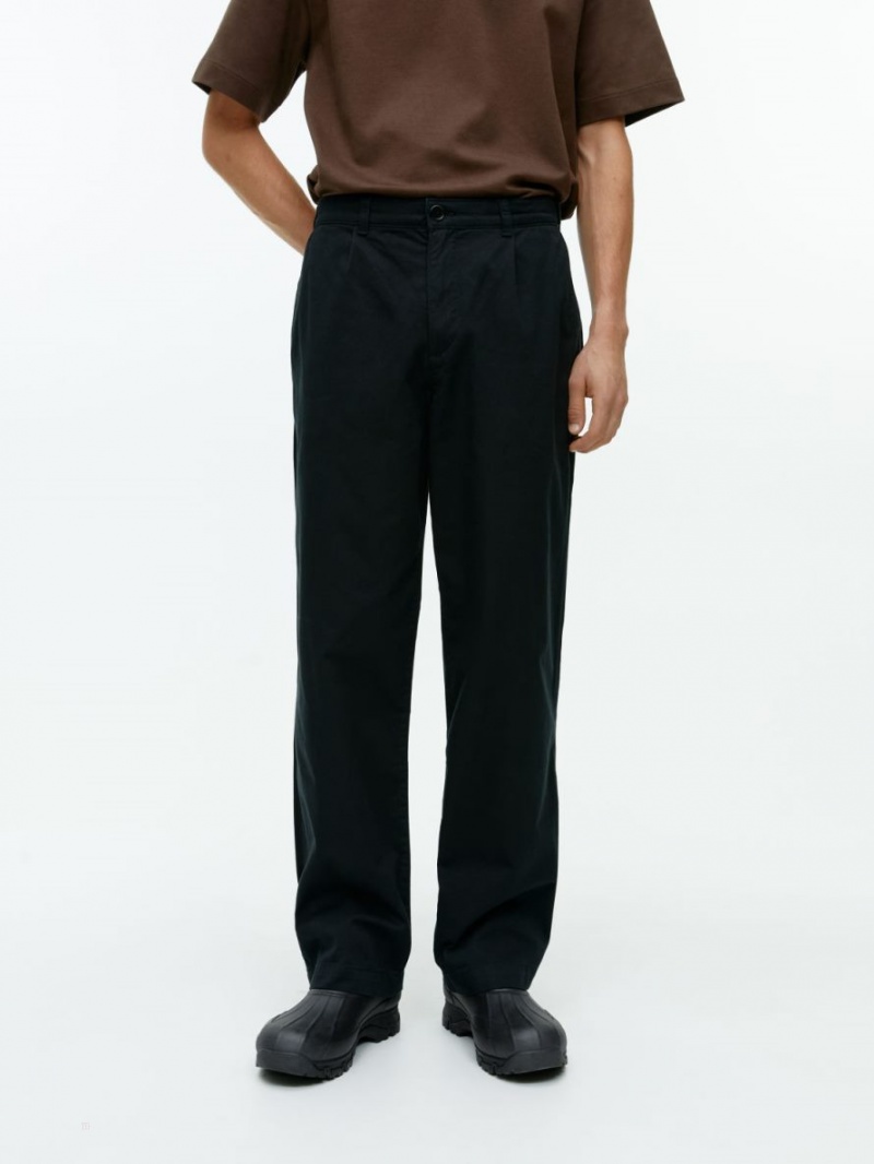 Pantaloni Arket Loose Bumbac Barbati Negrii | Romania-NAOQ43198