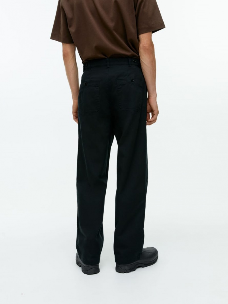 Pantaloni Arket Loose Bumbac Barbati Negrii | Romania-NAOQ43198