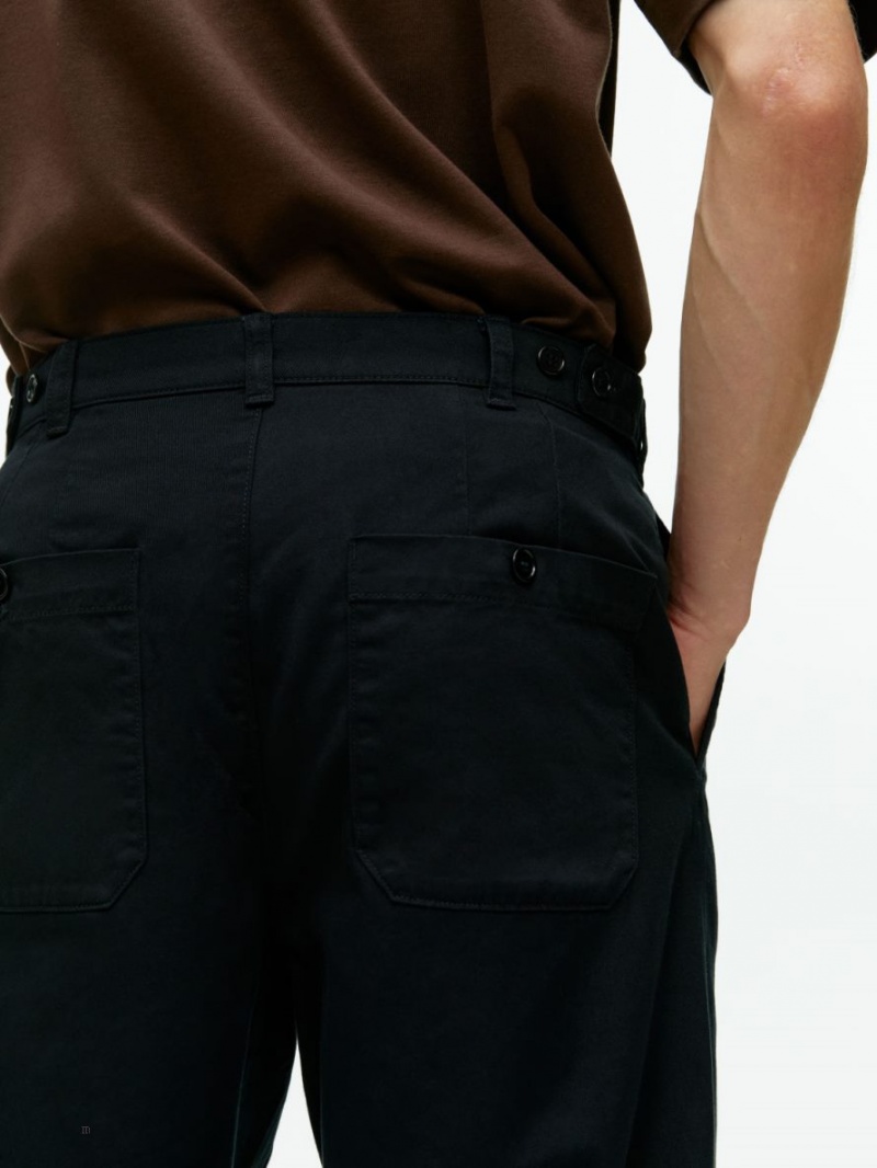 Pantaloni Arket Loose Bumbac Barbati Negrii | Romania-NAOQ43198