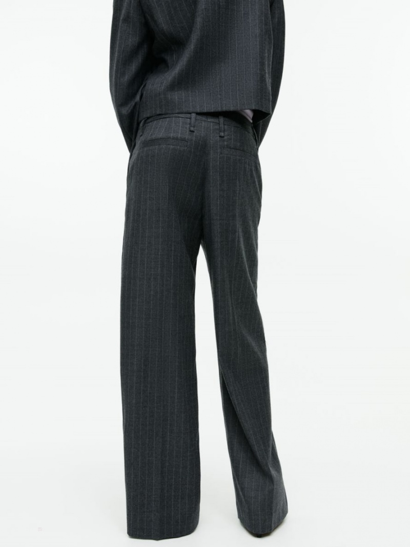 Pantaloni Arket Low-Talie Flannel Dama Gri Inchis | Romania-KQMT05649