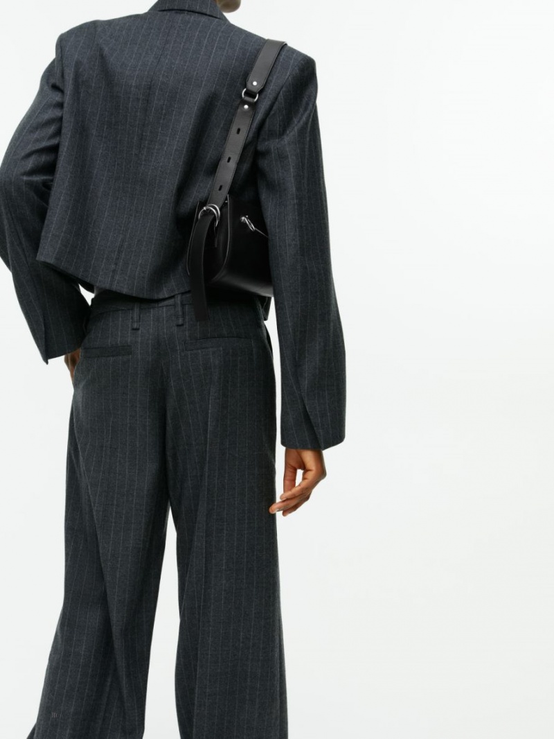 Pantaloni Arket Low-Talie Flannel Dama Gri Inchis | Romania-KQMT05649