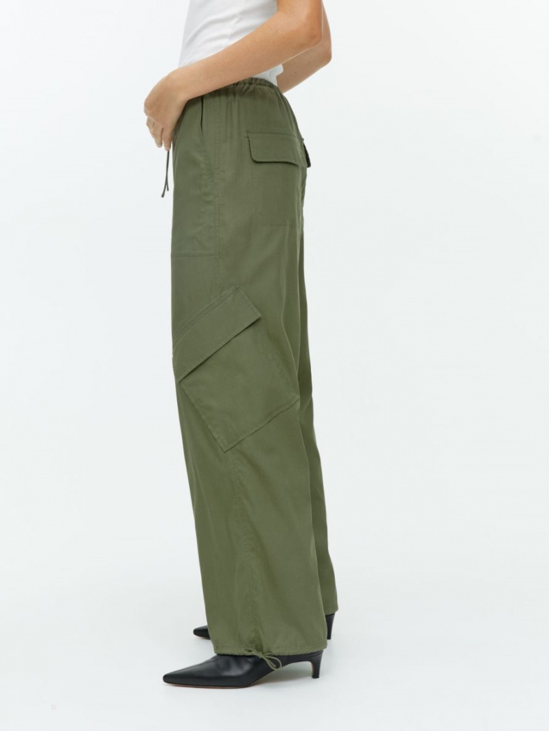 Pantaloni Arket Lyocell Blend Cargo Dama Kaki Verzi | Romania-VGXL92607