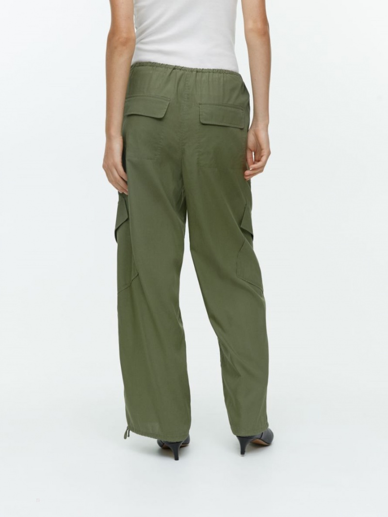 Pantaloni Arket Lyocell Blend Cargo Dama Kaki Verzi | Romania-VGXL92607