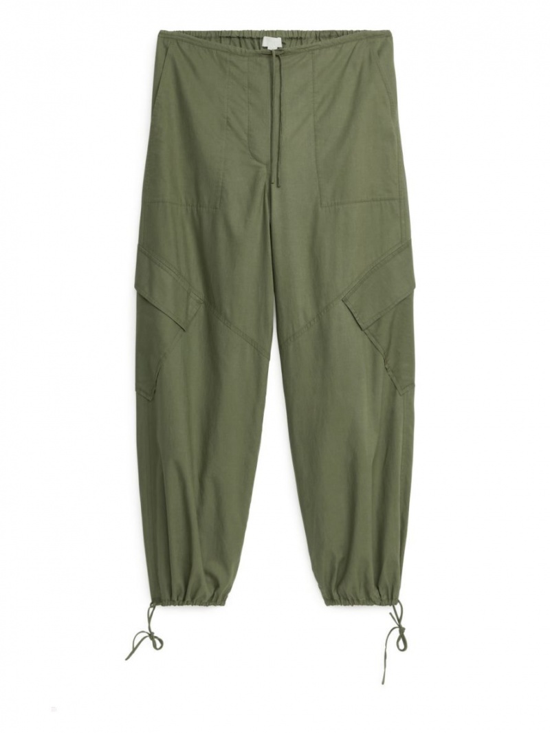 Pantaloni Arket Lyocell Blend Cargo Dama Kaki Verzi | Romania-VGXL92607