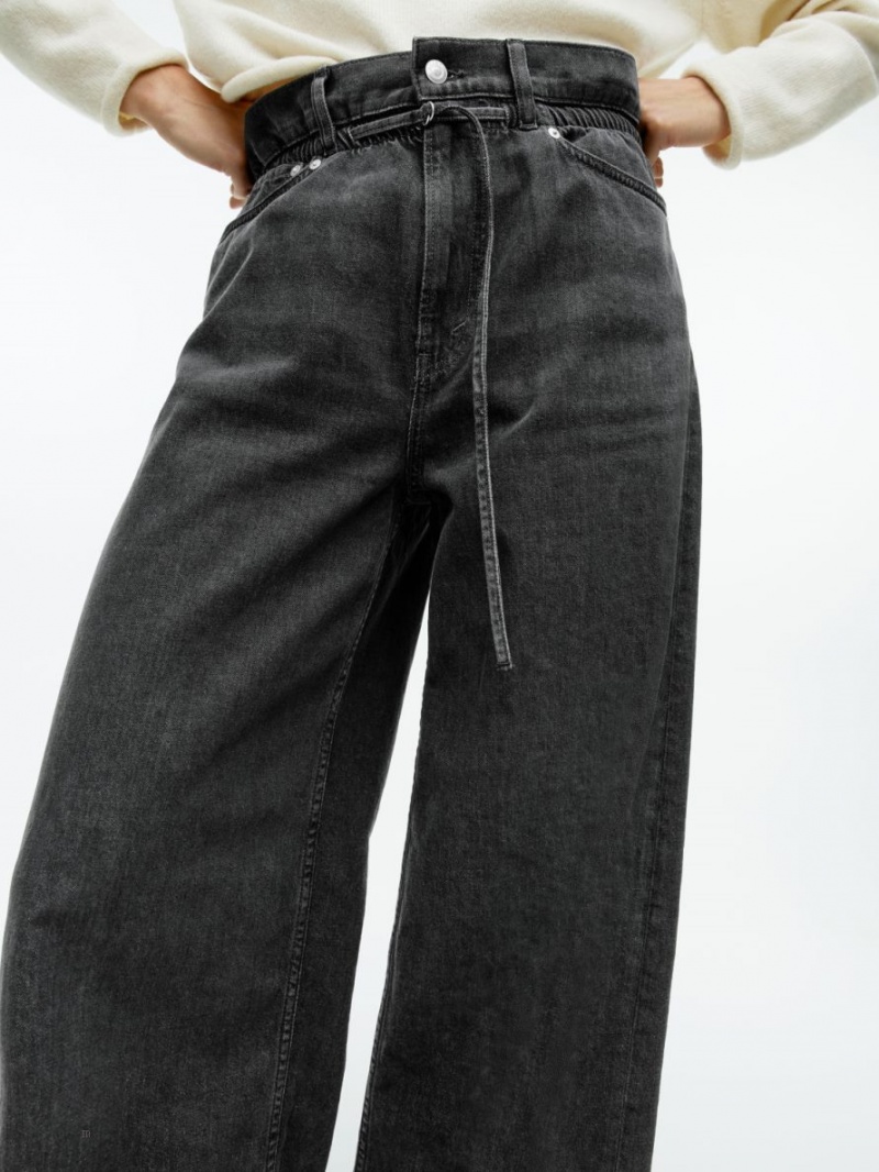Pantaloni Arket Paperbag Denim Dama Gri Inchis | Romania-SKTX76049