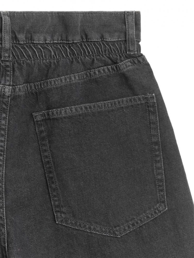 Pantaloni Arket Paperbag Denim Dama Gri Inchis | Romania-SKTX76049