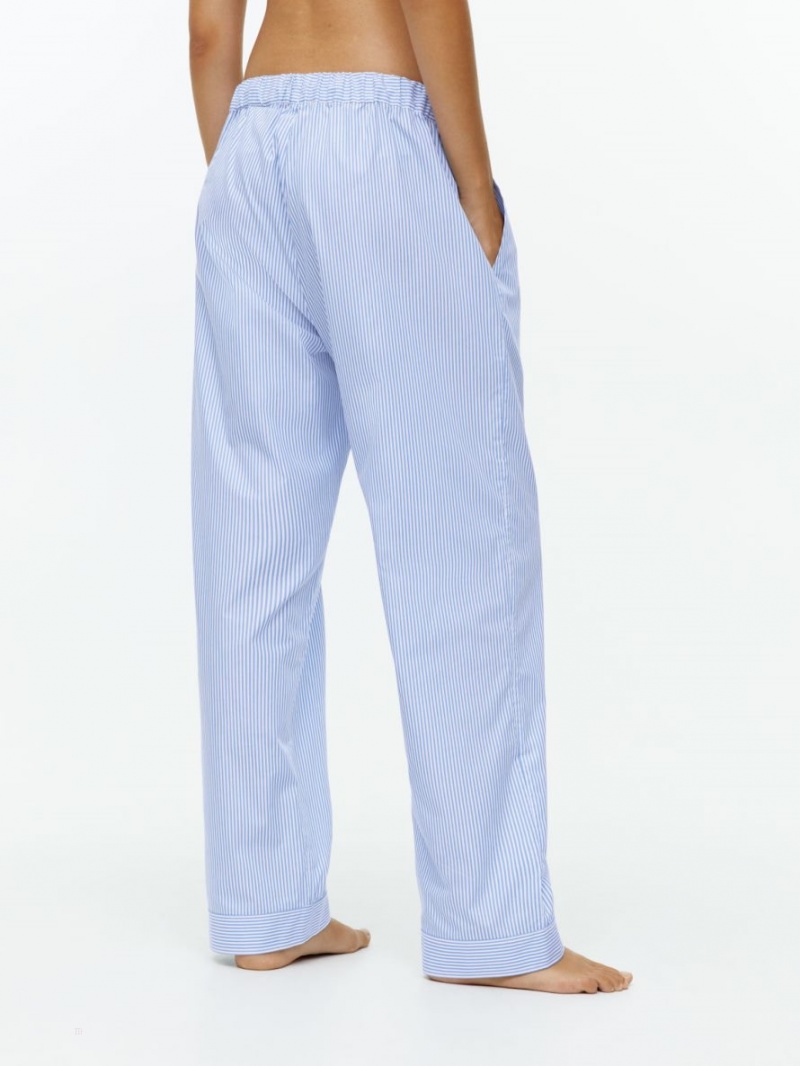 Pantaloni Arket Poplin Pyjama Dama Albastri Albi | Romania-AMRK89147