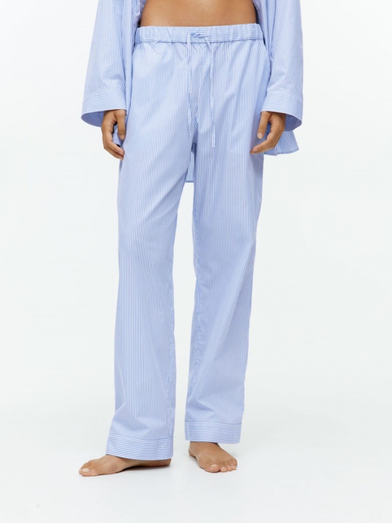 Pantaloni Arket Poplin Pyjama Dama Albastri Albi | Romania-AMRK89147