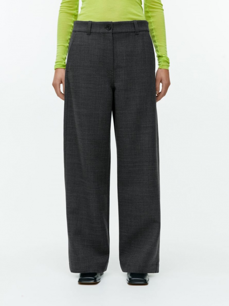 Pantaloni Arket Relaxed Lână Blend Dama Gri Inchis | Romania-DVMW65930