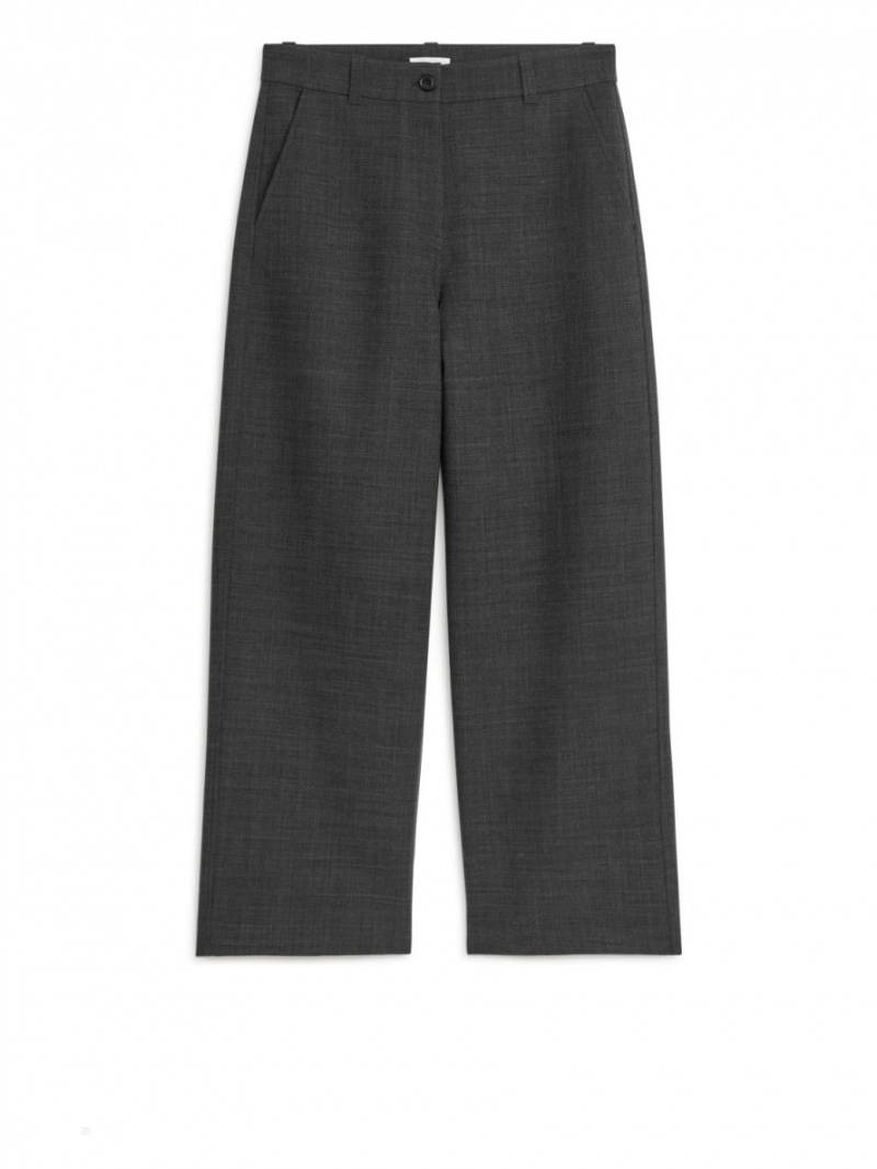Pantaloni Arket Relaxed Lână Blend Dama Gri Inchis | Romania-DVMW65930