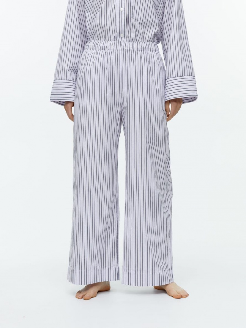 Pantaloni Arket Relaxed Pyjama Dama Albi Negrii | Romania-SAHP04183