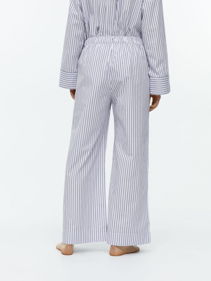 Pantaloni Arket Relaxed Pyjama Dama Albi Negrii | Romania-SAHP04183