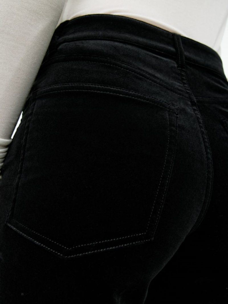 Pantaloni Arket Relaxed Velvet Dama Negrii | Romania-FUXN53069