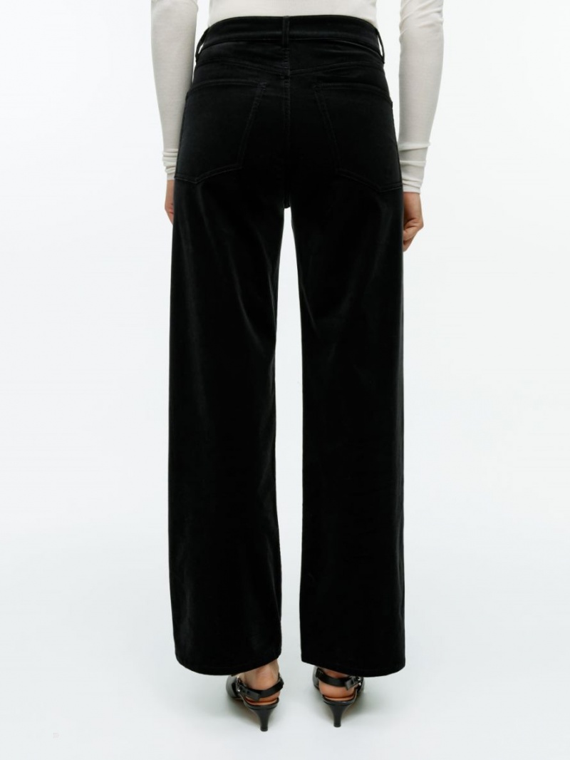 Pantaloni Arket Relaxed Velvet Dama Negrii | Romania-FUXN53069