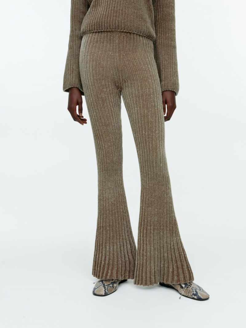 Pantaloni Arket Rib-Knit Chenille Dama Gri | Romania-BXIV94532