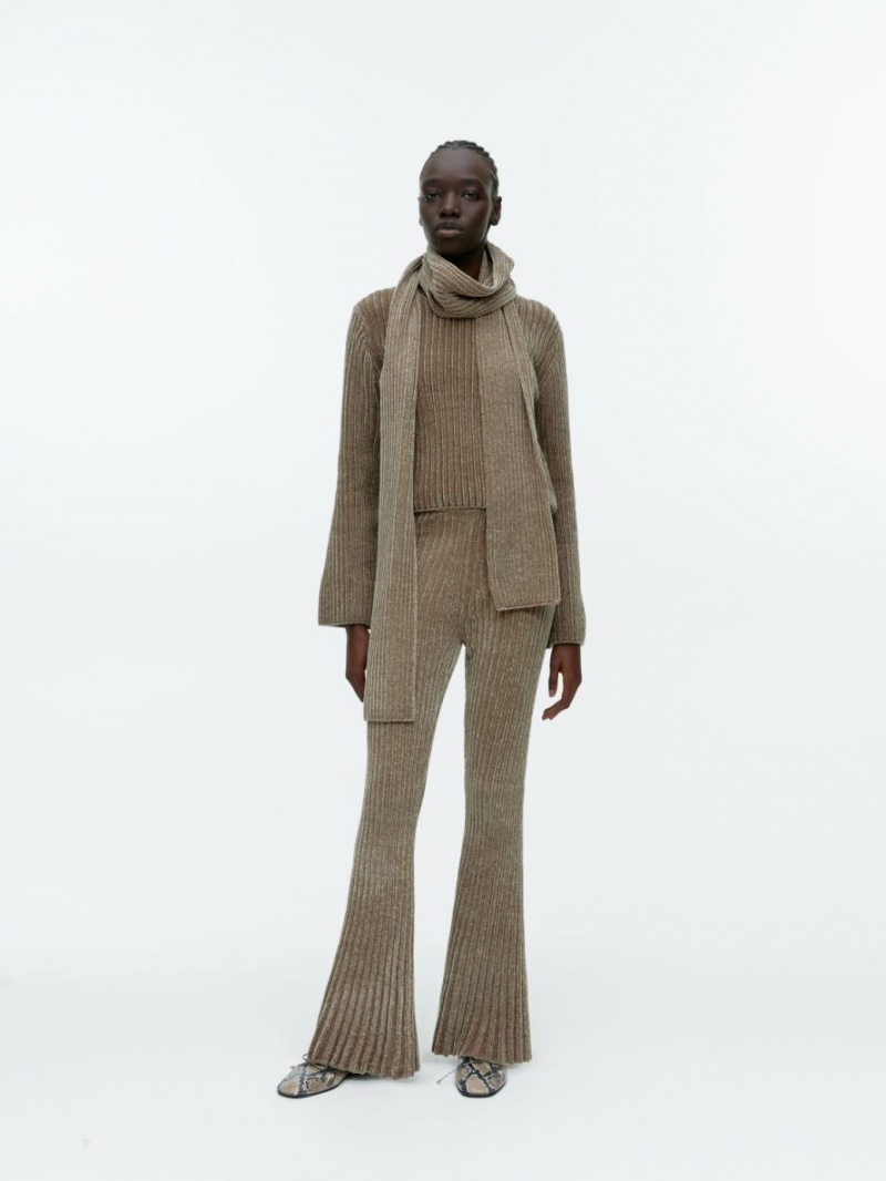 Pantaloni Arket Rib-Knit Chenille Dama Gri | Romania-BXIV94532
