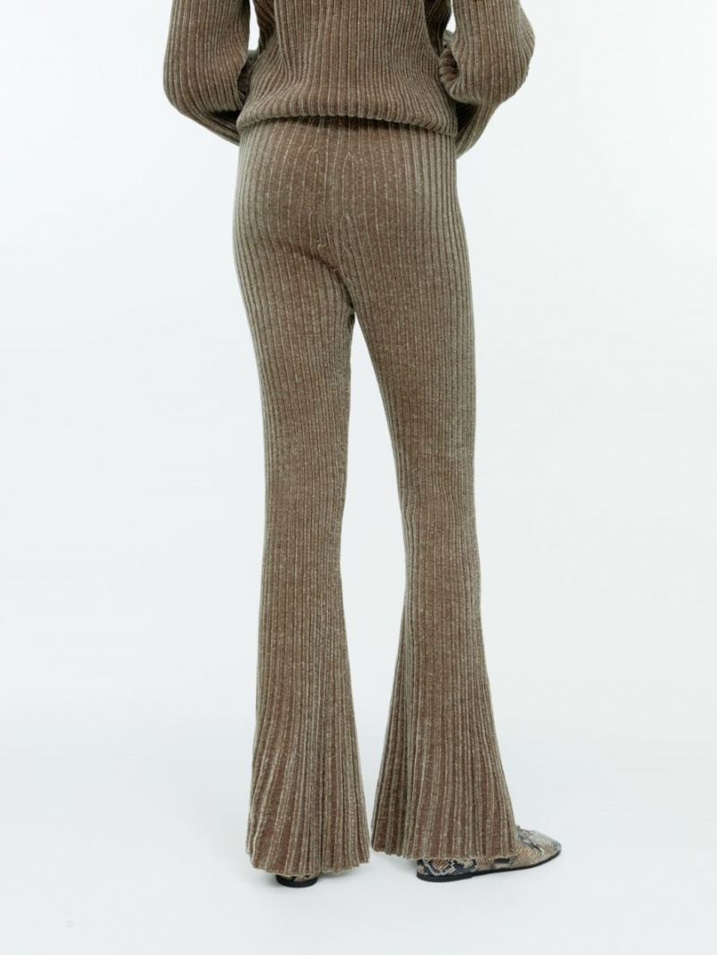 Pantaloni Arket Rib-Knit Chenille Dama Gri | Romania-BXIV94532